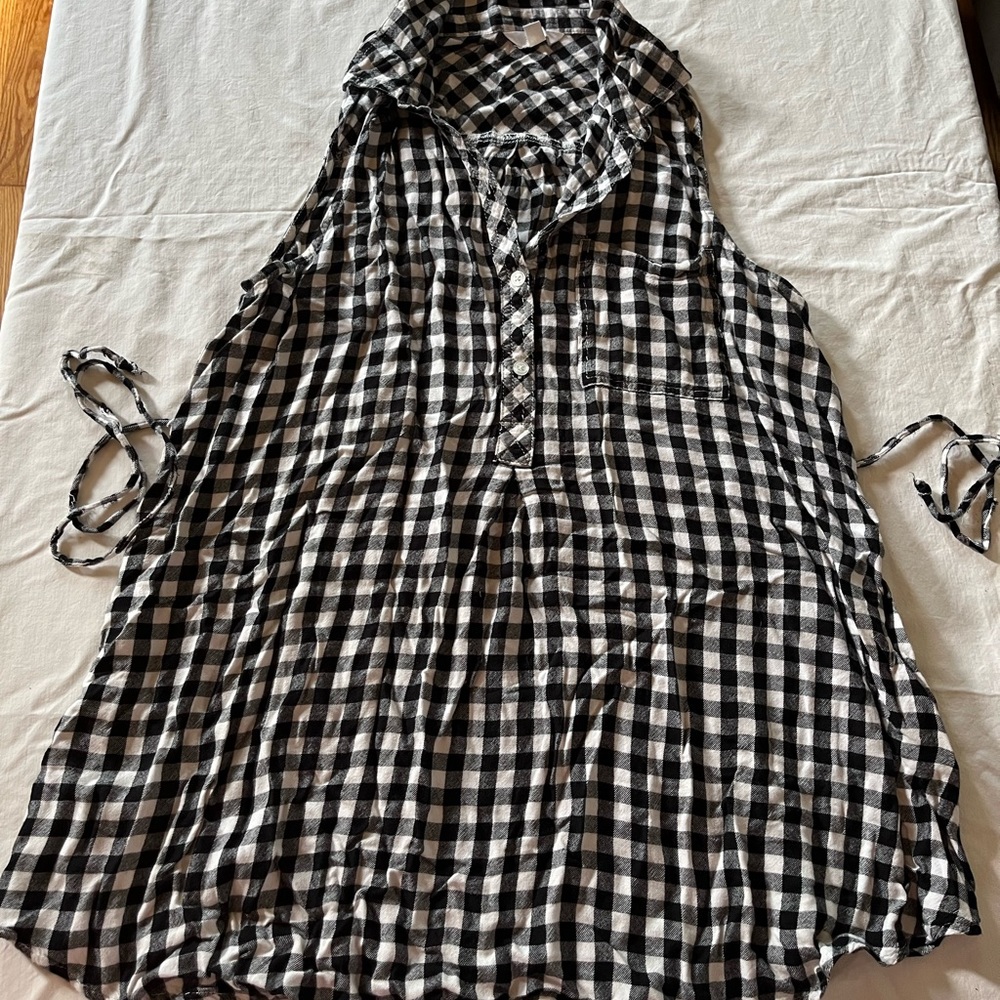 Buffalo plaid (black and white) maternity tank top